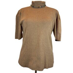 Alfani | Women's Turtleneck Elbow-Sleeve Pullover | Brown | Size L |Fall Staple